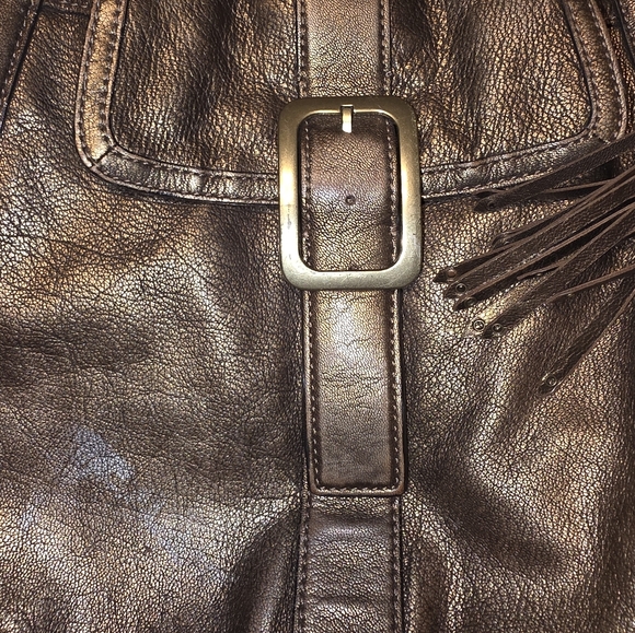 Cole Haan Metallic Bronze Leather Shoulder Bag - Picture 6 of 16